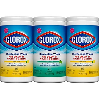 Clorox Disinfecting Wipes Value Pack, 75 Wipes/Container, 3/Pack (30208)