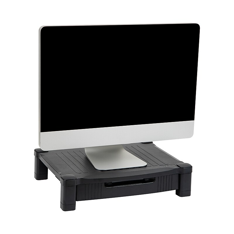 Mind Reader Monitor Stand Riser with Storage Drawer, Black (DRPLMONST-BLK) image 1