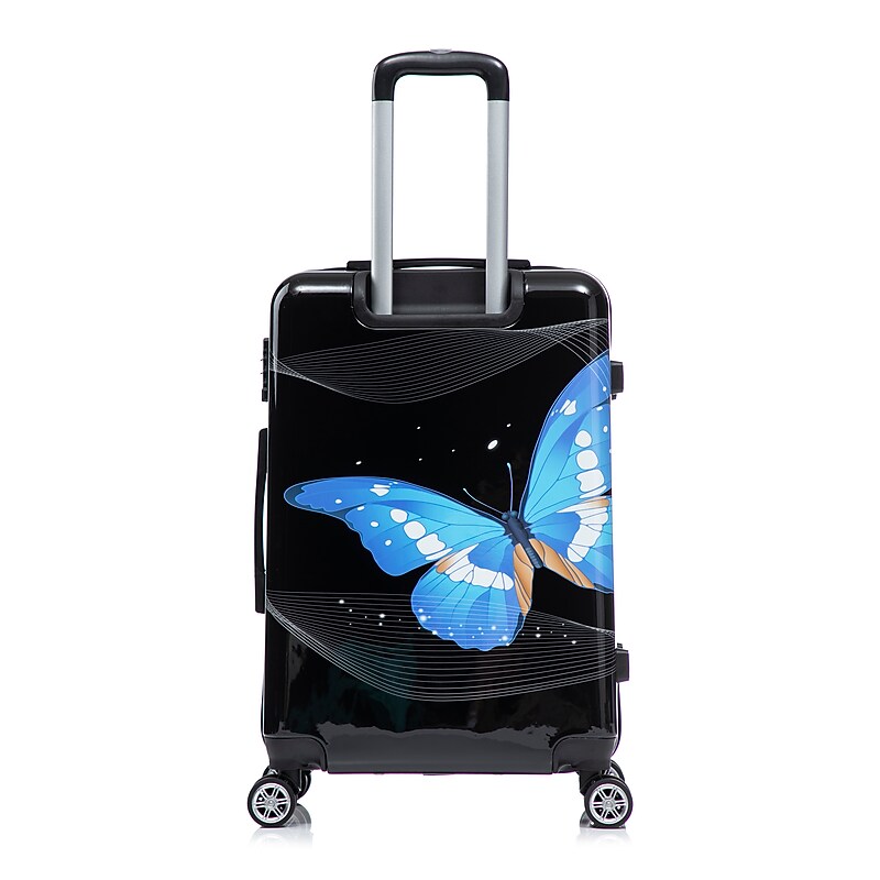 InUSA 24" Hardside Butterfly Suitcase, 4-Wheeled Spinner, TSA Checkpoint Friendly, Black Butterfly (IUAPC00M-BBU) image 1