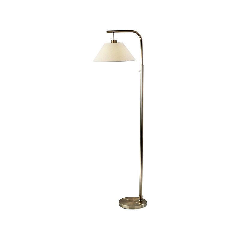 Simplee Adesso Hayes 58" Antique Brass Floor Lamp with Tapered White Shade (SL1181-21) image 1
