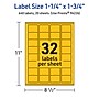 Avery Laser/Inkjet Rectangle Multipurpose Labels, 1.25" x 1.75", Bright Yellow, 640/Pack (94226)~#|#~223D27DF-9F8B-44F6-9352A73F438D1694_sc7