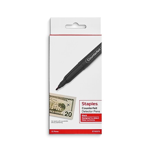Staples® Counterfeit Pens, Black, 12/Pack (ST43373CC) Staples