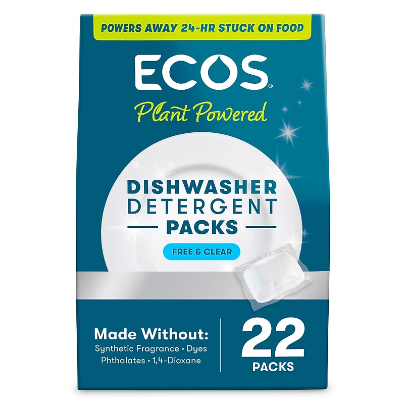 ECOS Free & Clear Dishwasher Detergent Packs, Unscented, 22 Pacs/Box (969906) image 1