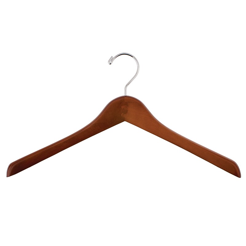 Nahanco 17" Wood Extra Thick Concave Jacket Hanger, Walnut, 40/Pack (2017CH) image 1