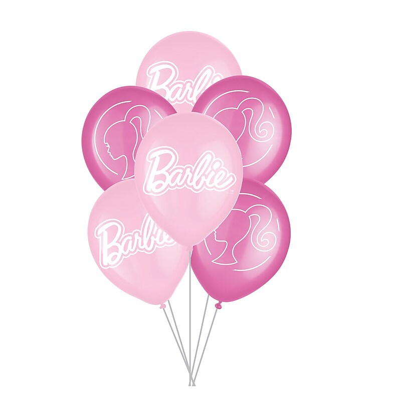 Party City 12" Barbie Party Latex Balloons, Pink, 6/Pack (AM114637) image 1
