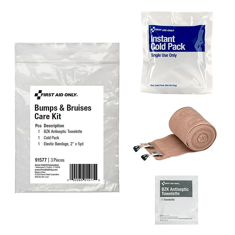 First Aid Only Bumps and Bruises Care Kit, 3 Pieces, 25 Packs/Carton (91577) image 1