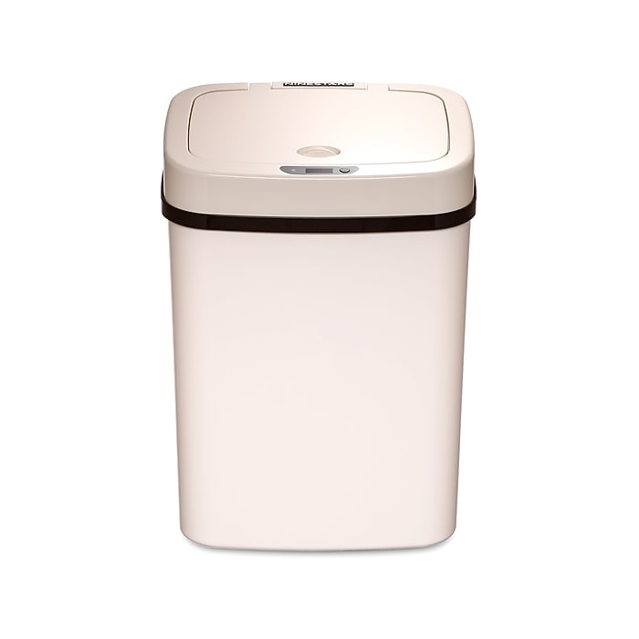 Nine Stars Plastic Sensor Trash Can, 3.2-Gallon, White (DZT-12-5WH