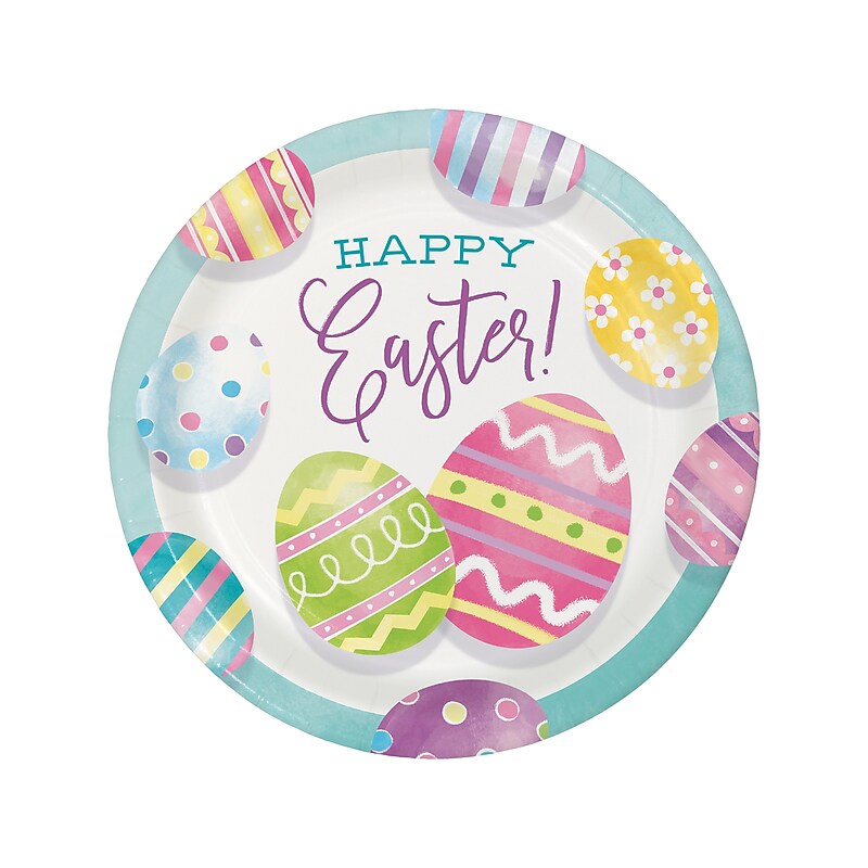 Creative Converting Eggsciting Easter Egg Plate, Multicolor, 24/Pack (DTC369777PLT) image 1