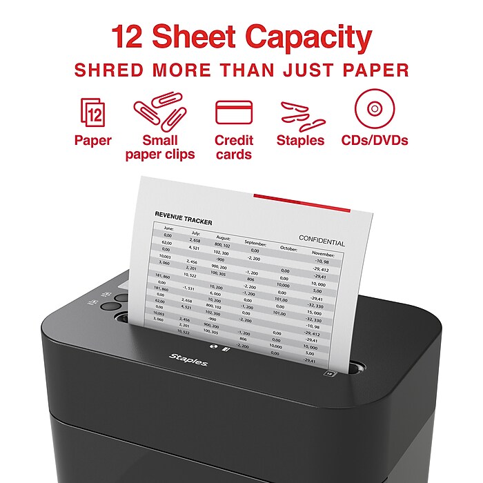 Staples 12-Sheet Micro-Cut Multi-Media Shredder (ST62152) | Staples