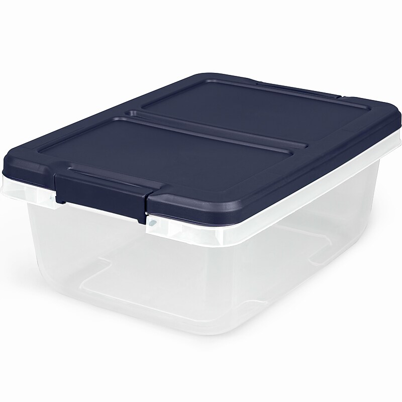 Home Logic 15 Qt. Latch Lid Storage Bins, Clear/White, 8/Pack (7101) image 1