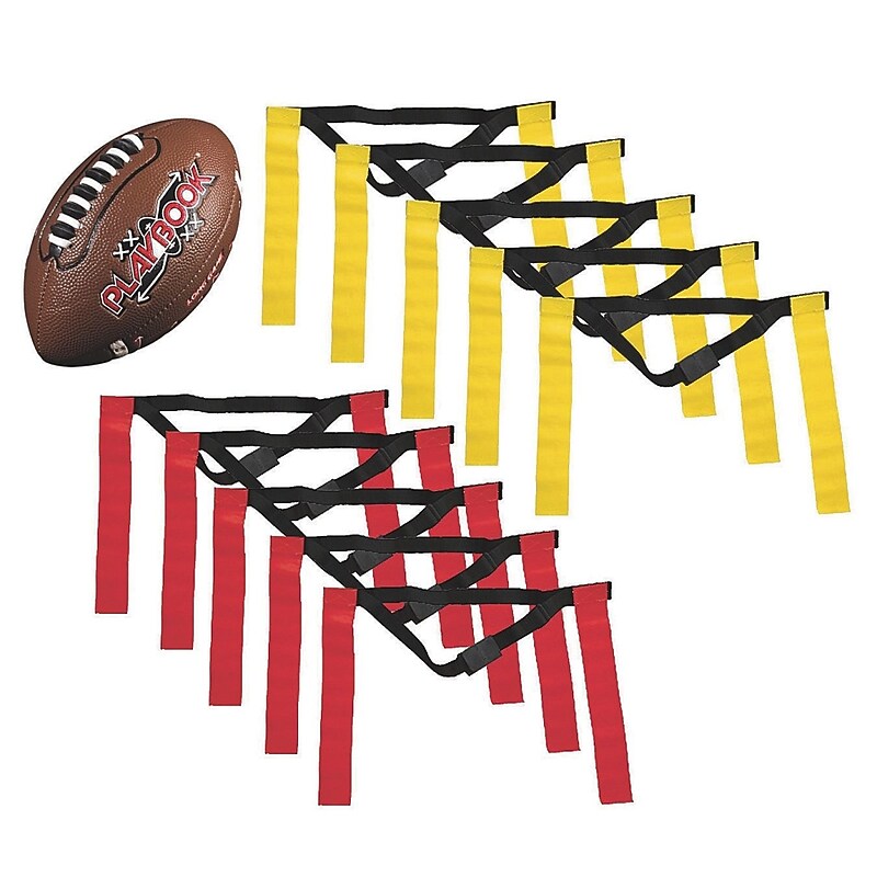 Franklin Playbook Youth Flag Football Ball and Flags, Yellow/Red, 10/Pack (W13769) image 1