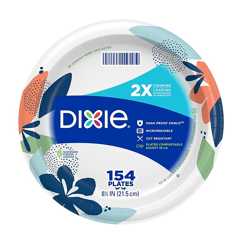 Dixie 8.5" Paper Plates, White, 154 Plates/Pack (15717) image 1