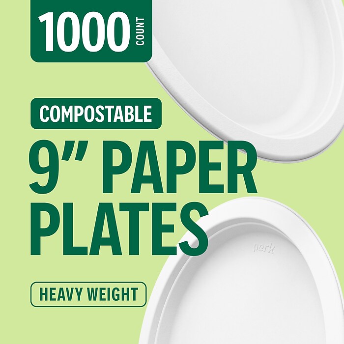 Perk™ Eco Compostable Paper Plates, 9