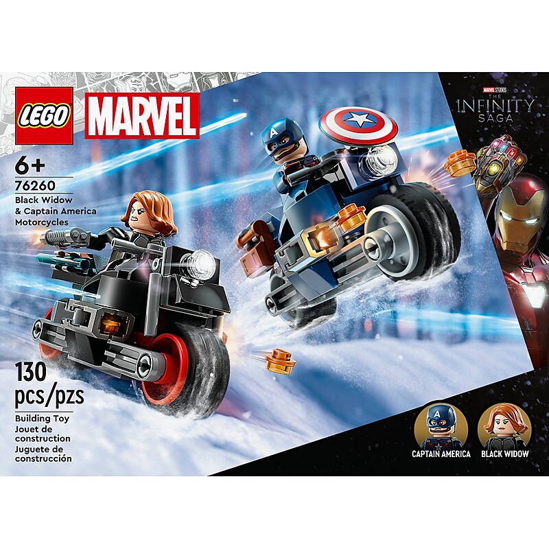 LEGO Super Heroes Black Widow & Captain America Motorcycles, 130 Pieces (76260) image 1