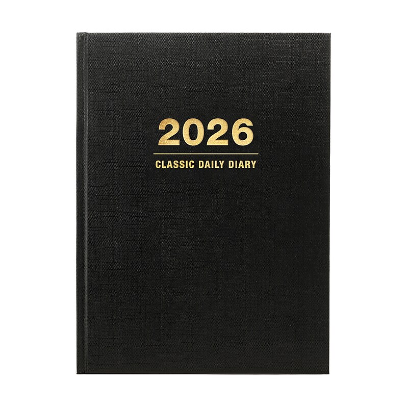 2026 Global Printed Products Professional Diary 6" x 8" Daily Planner, Paperboard Cover, Black (SDCY26-68-BK) image 1