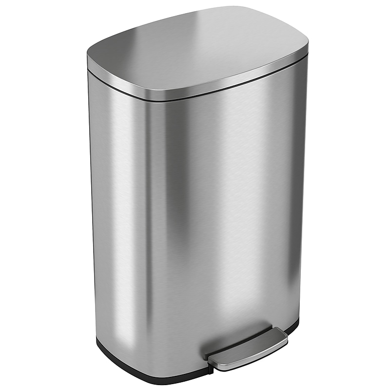 iTouchless SoftStep Stainless Steel Indoor Step Trash Can with Lid, 13.2 Gallon, Silver (PC13RSS) image 1