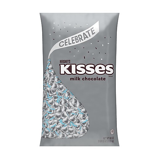 HERSHEY'S KISSES Milk Chocolate Candy Bulk Bag, Silver Foils