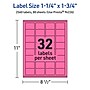 Avery Laser/Inkjet Rectangle Multipurpose Labels, 1.25" x 1.75", Bright Pink, 2560/Box (94226)~#|#~22A37FB9-D135-4E1A-806BF67FAA85CED1_sc7