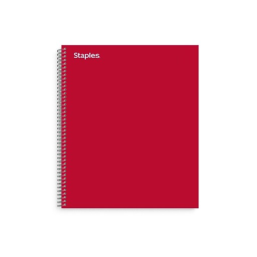 Staples® Premium 1Subject Subject Notebooks, 8.5" x 11", College Ruled