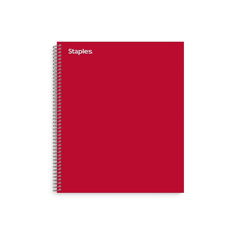 Staples® Premium 1-Subject Subject Notebooks, 8.5" x 11", College Ruled, 100 Sheets, Red (TR58357M-CC) image 1