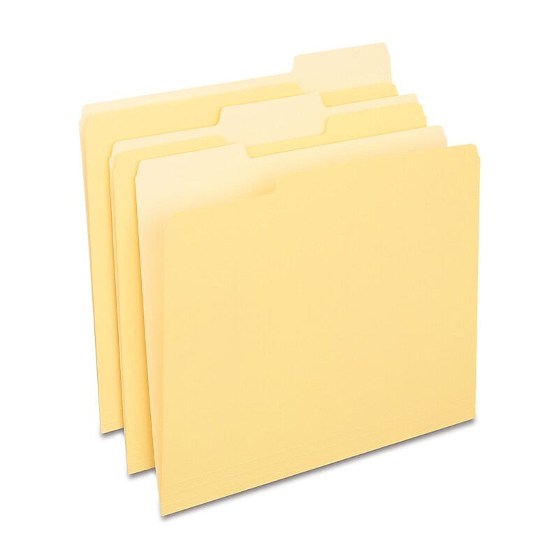 Staples File Folders, 1/3-Cut Tab, Letter Size, Yellow, 24/Pack (ST13844-CC) image 1