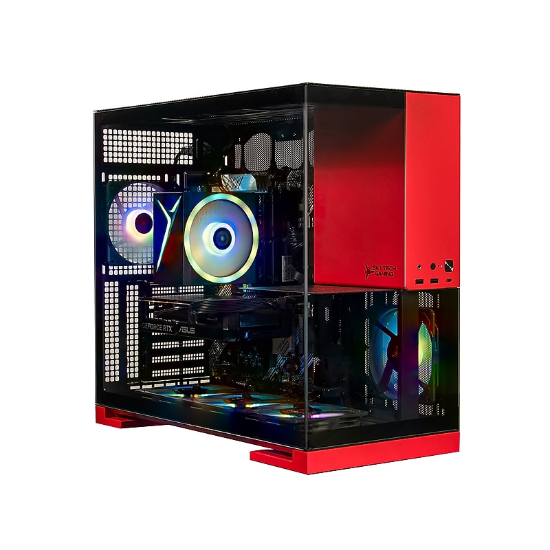 Skytech Viper Gaming Desktop Computer, NVIDIA GeForce RTX 5060, AMD Ryzen 7 5700, 32GB RAM, 1TB SSD, Windows 11, Red image 1