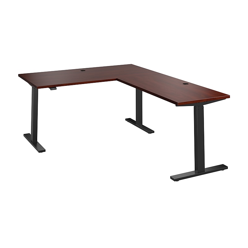 Bush Business Furniture Move 60 Series 60"W L Shaped Adjustable Standing Desk, Hansen Cherry (M6SL6078HCBK) image 1