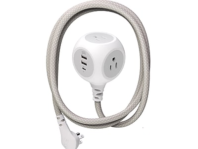 360 Electrical Powerball32 3-Outlet 3-USB Port Power Strip, 8′, Luna Gray/White (3E0779-WLG6NA) Simolary simolary.com 6