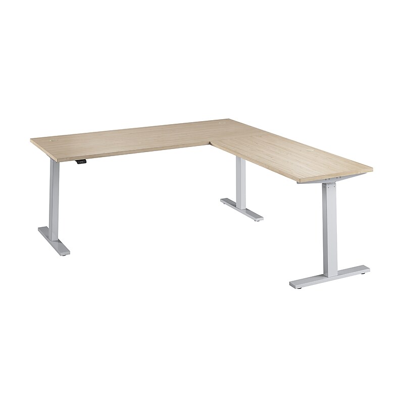 Bush Business Furniture Move 60 Series 72"W L Shaped Adjustable Standing Desk, Natural Elm (M6SL7278NESK) image 1