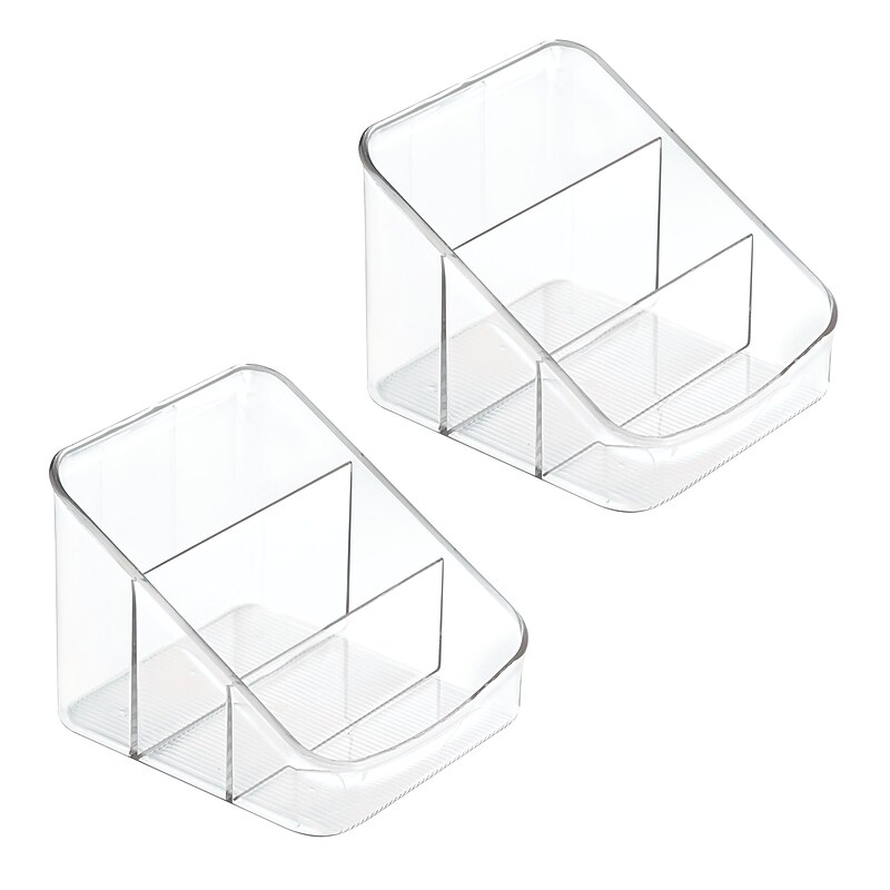iDESIGN 3-Compartment Plastic Desk Organizer, Clear, 2 Piece (28166M2) image 1