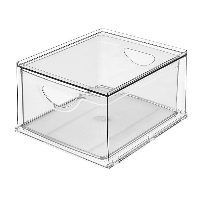 iDESIGN Small Stackable Plastic Storage Bin, Clear (80009) image 1