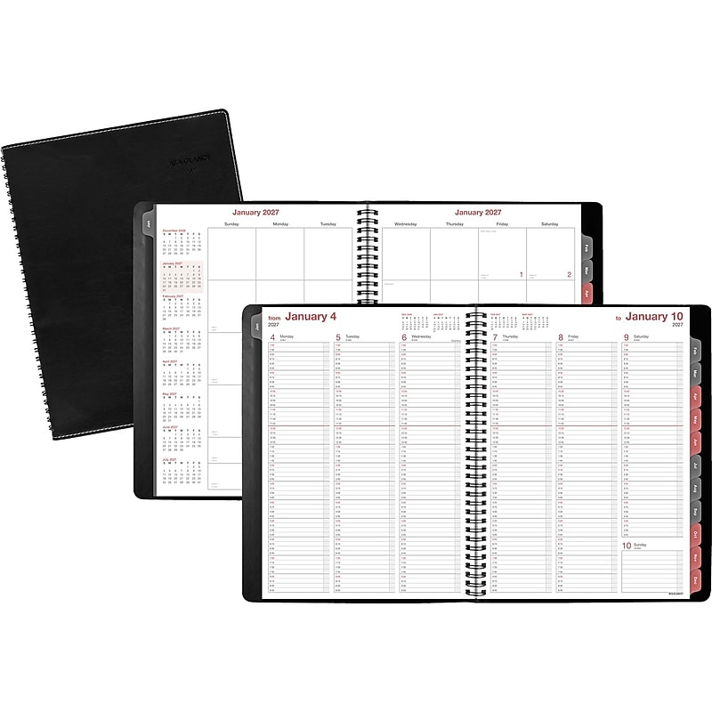 2027 AT-A-GLANCE 8" x 11" Weekly & Monthly Appointment Book, Faux Leather Cover, Black (33351-2701) image 1