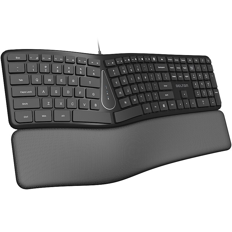 Delton KB250 Ergonomic Keyboard, Black (DKBE250-U) image 1