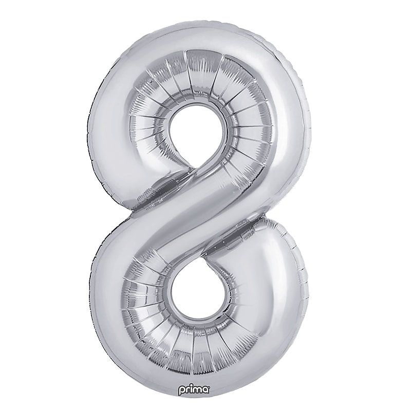 Party City 16" "8" Foil Balloon, Silver, 2/Pack (AM60050261-18) image 1