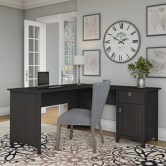 Bush Furniture Salinas L Shaped Desk with Storage, Vintage Black (SAD160VB-03)