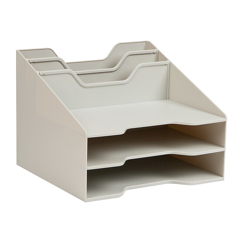 Mind Reader 5-Compartment Plastic Desk Tray, Beige (ANCHBOX5-BEI) image 1