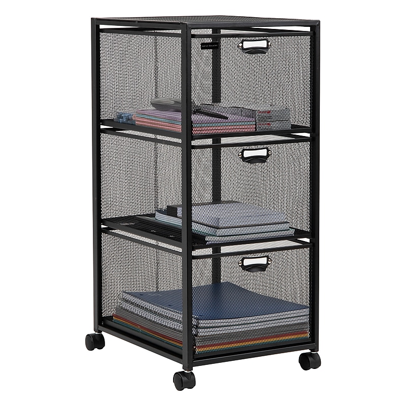 Mind Reader 3-Drawer Multipurpose Cart with Wheels, Metal, Black (3TWHEEL-BLK) image 1