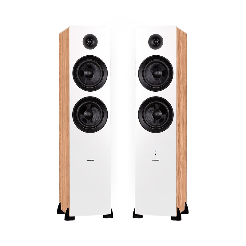 Fluance Ai81 2-Way Floorstanding Tower Speakers with 150W Built-in Amplifier, Bamboo Veneer (AI81W) image 1
