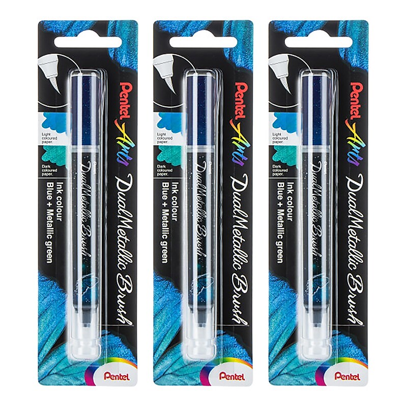 Pentel DualMetallic, Brush, Brown Ink, 3/Bundle (PTAXGFHBPDCX-3) image 1
