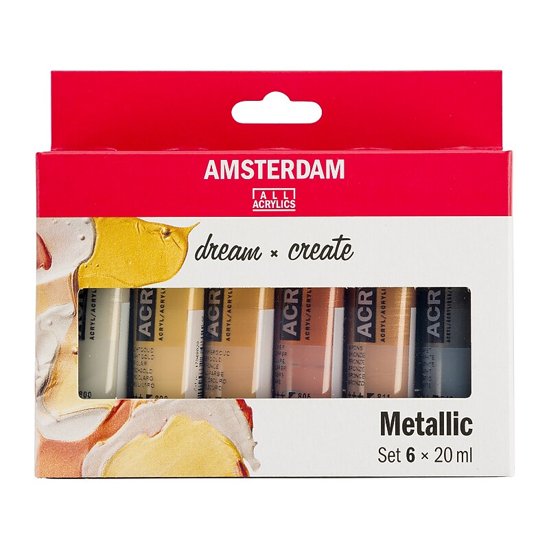 Amsterdam Metallic Acrylic Paint, Assorted Colors, 6/Pack (AMS17820501) image 1