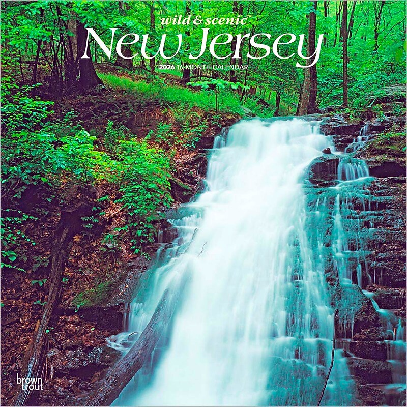 2026 BrownTrout New Jersey Wild & Scenic 12" x 12" Monthly Wall Calendar (9798330704842) image 1