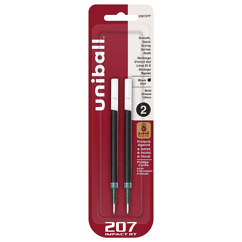 uni-ball 207 Gel-Ink Pen Refill, Bold Point, Black Ink, 2/Pack (65873PP) image 1