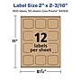 Avery Laser/Inkjet Square Multipurpose Labels, 2" x 2-3/16", Kraft Brown, 600 Labels/Box ( 94124)~#|#~22FA3881-E018-45B7-A050198B9B9A0335_sc7