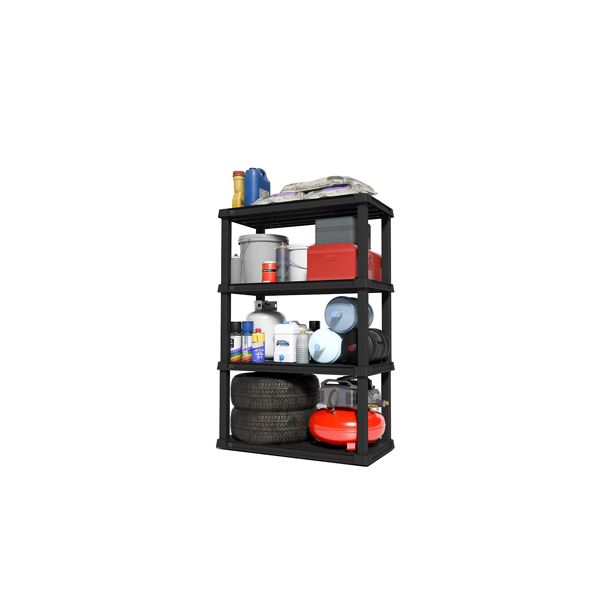 Iris 4-Shelf Plastic Shelving Unit, 55.8″ x 35.9″ x 17.9″, Black (140099) Sansujyuku sansujyuku.com