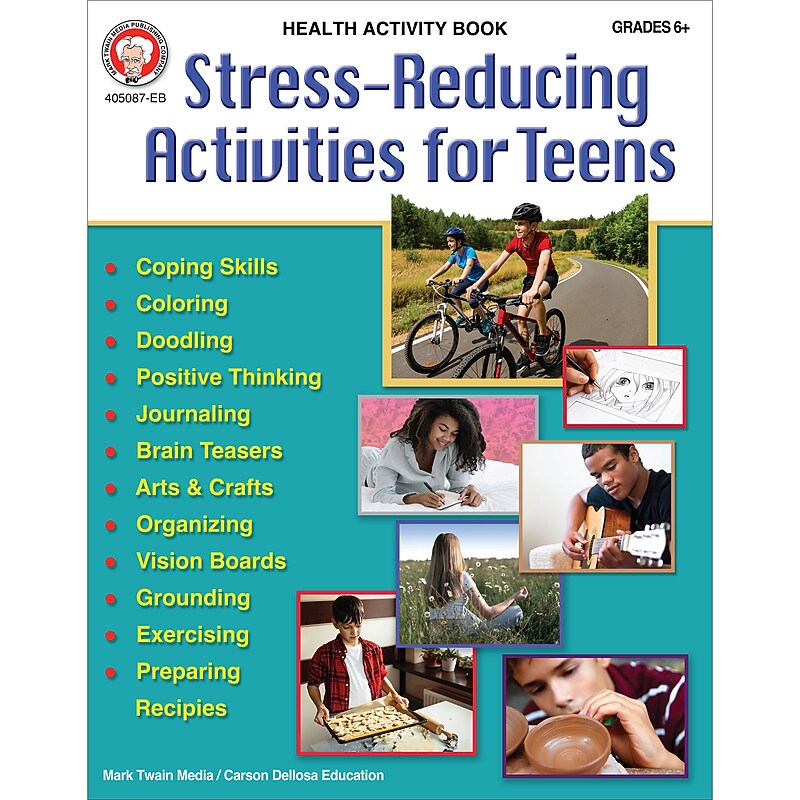 Carson Dellosa Mark Twain Stress-Reducing Activities for Teens Workbook image 1