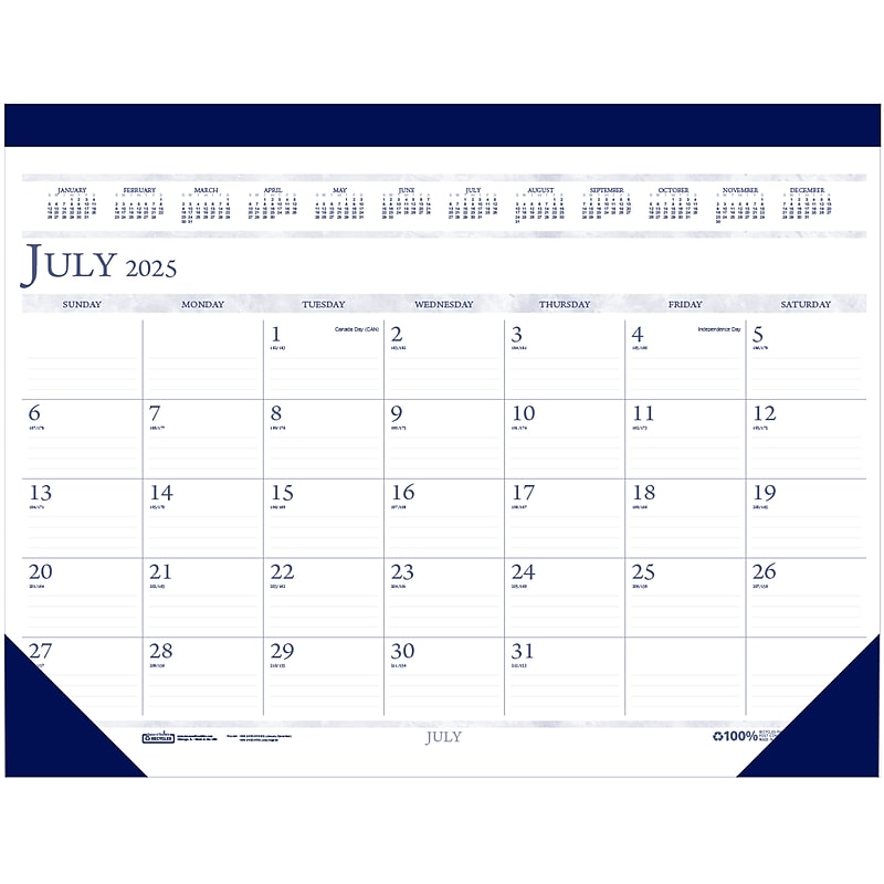 2025-2026 House of Doolittle 22" x 17" Academic Monthly Desk Pad Calendar (155-26) image 1