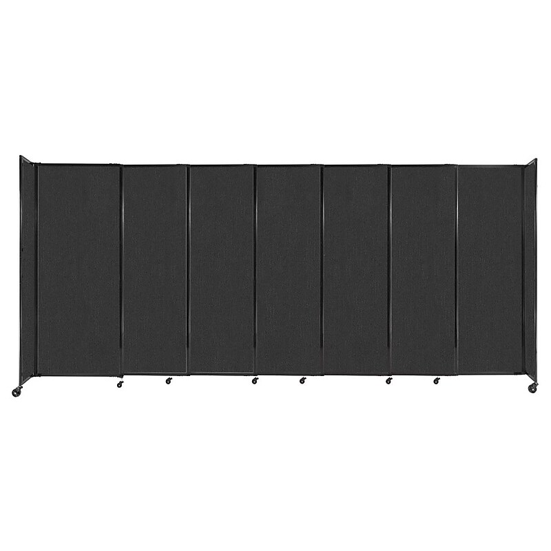Versare ShieldWall Folding Mobile Room Divider, 82"H x 186"W, Black Fabric (DS1911202-1) image 1