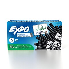 Expo Dry Erase Markers, Fine Tip, Black, 36/Pack (1921062) | Staples