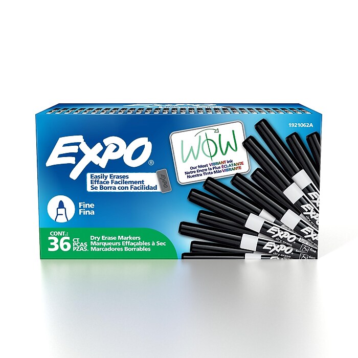 Expo Dry Erase Markers, Fine Tip, Black, 36/Pack (1921062) | Staples