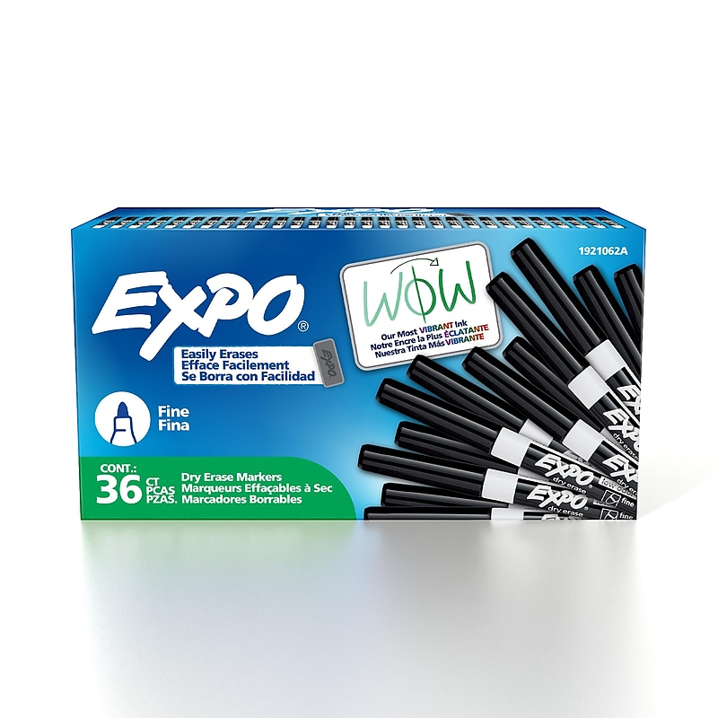 Expo Dry Erase Markers, Fine Tip, Black, 36/Pack (1921062) image 1